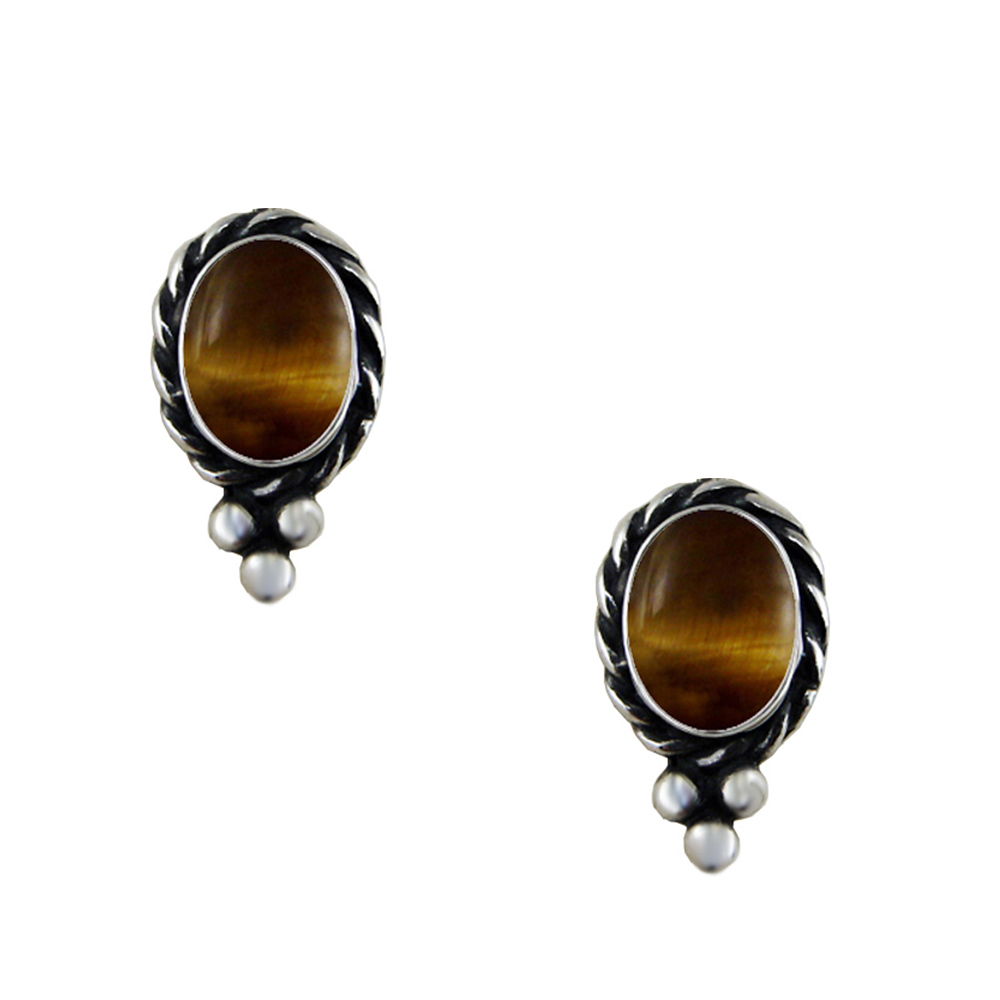 Sterling Silver Little Tiger Eye Post Stud Earrings